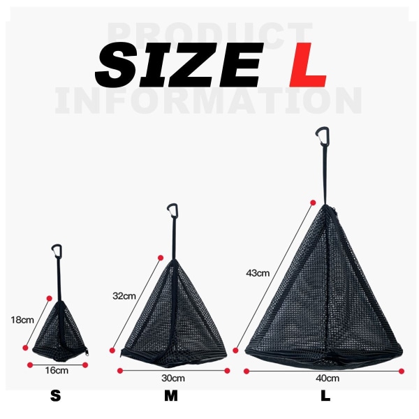 1 stk. Trekantet tørkenett, hengepose med krok, sammenleggbart nett L KLB