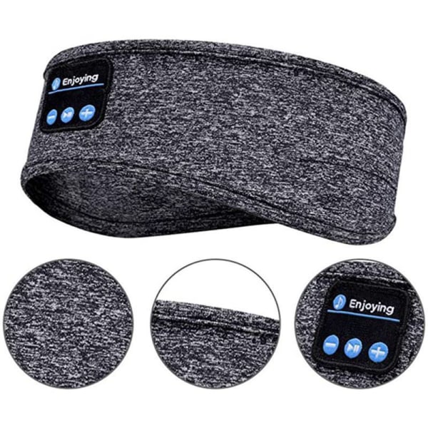 Musik sömnmask (grå), avtagbart svettabsorberande pannband för yoga, trådlöst pannband för utomhuslöpning