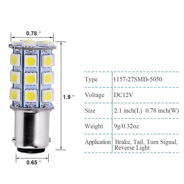 Bil LED-lampor - 4-pack - BA15D 1142 1076 - 6000K-6500K - 27-SMD KLB