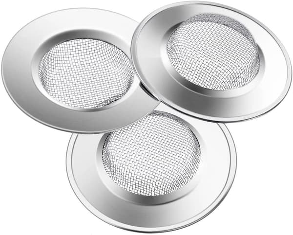 3 stk. vaskesil 7,7 cm rustfrit stål afløbsfilter, forhindrer tilstoppede rester til køkkenvask, håndvask, badekar