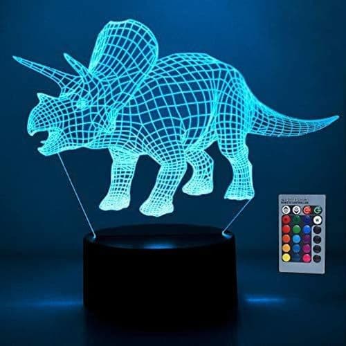 Fullosun Dinosaur Bordlampe LED Natlys 3D Illusion Triceratops