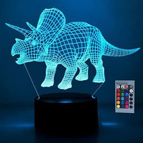 Fullosun Dinosaurie Bordlampa LED Nattlampa 3D Illusion Triceratops