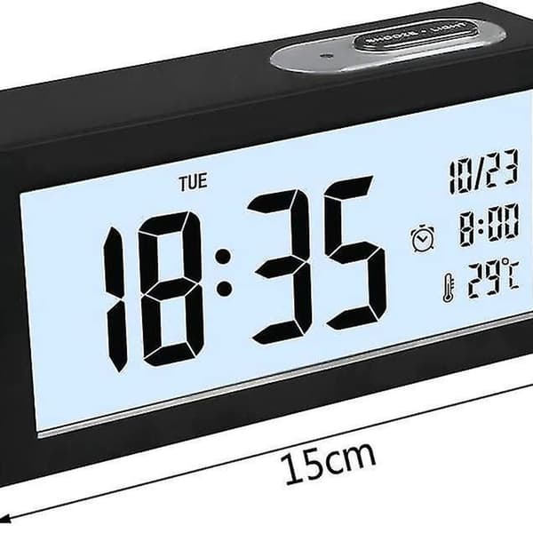 Digital vekkerklokke - LCD-skjerm, dato- og temperaturvisning