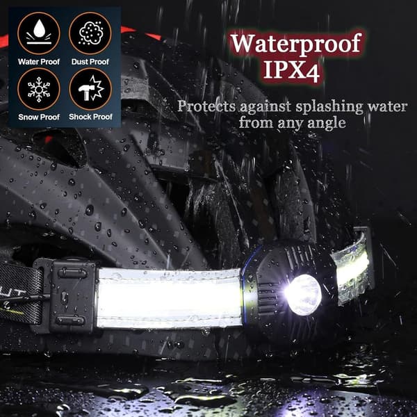 Utendørs LED-hodelykt, oppladbar, vanntett, 500 lumen KLB