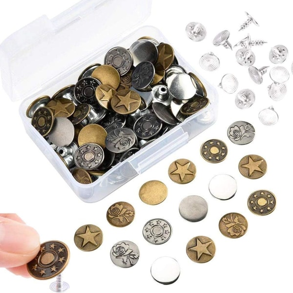 120 Set Lær Trykknappsett 6 Farge Metall Trykknapper med 4PCS