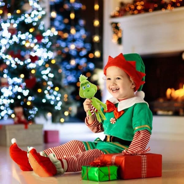 Grinch plys bamse til julepynt, grøn monster KLB