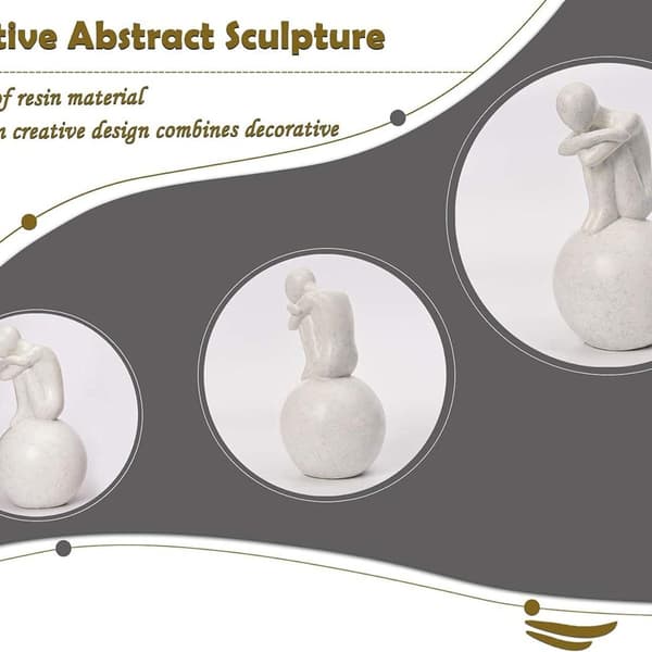 Quoowiit Moderne Statue for Dekorering Abstrakt Harpiks 141-Hvit KLB