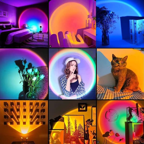 LED solnedgangslys, USB, høydejusterbar, projeksjonsomgivelseslys KLB