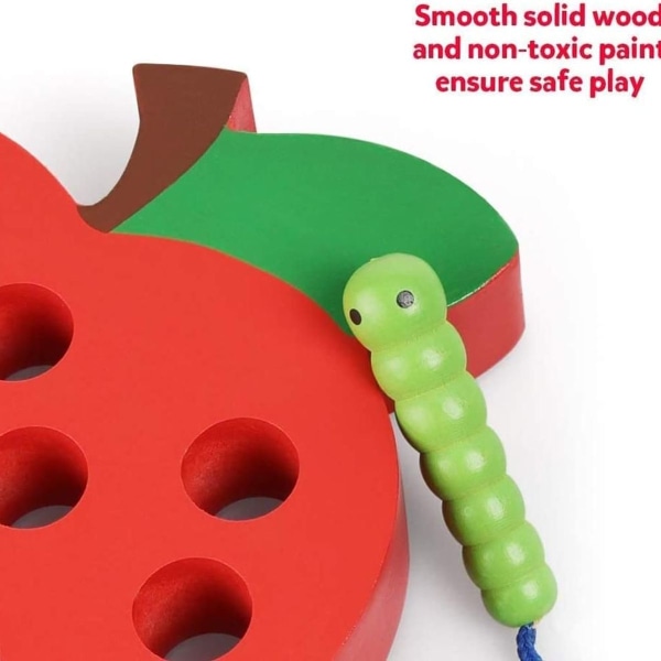 Smile thread game eple, tråd spill tre, tråd leketøy, Montessori leke tre, KLB