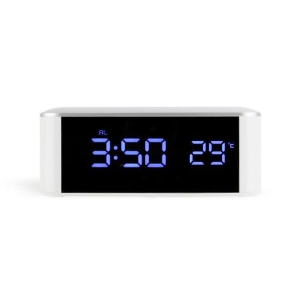 Husholdnings LED-spejl, multifunktionelt elektronisk ur, husholdningstermometer (blå