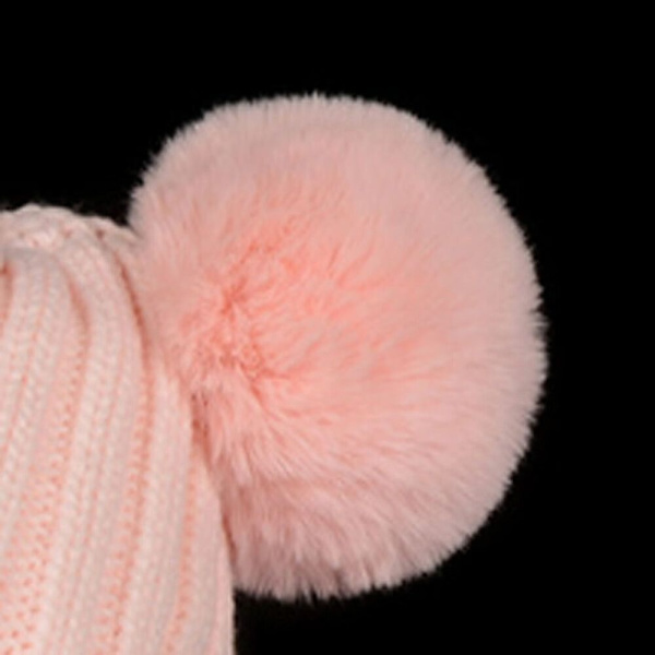 En rosa dobbel ullhatt i størrelse S (barn 30-50 cm)