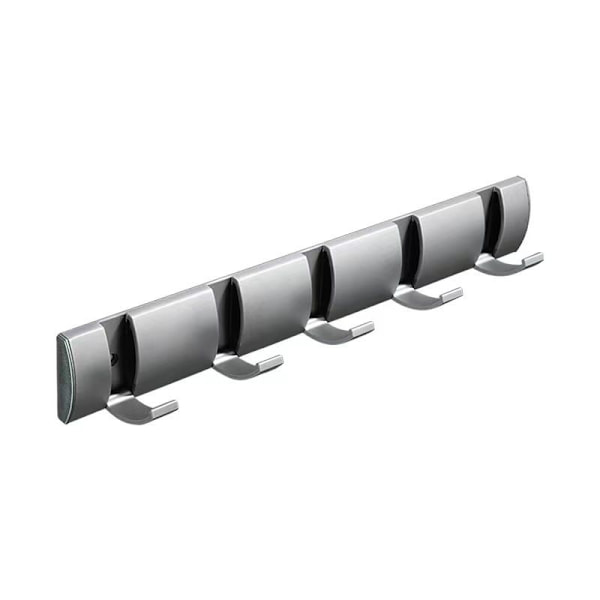 40cm 5 Flip-vægmonteret knagerække med 5 indtrækkelige kroge, metal, nikkel