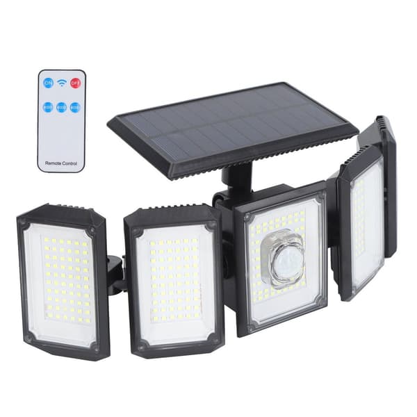 Solcelledrevet vegglampe, bevegelsessensor, 3 moduser, 5 roterende hoder KLB
