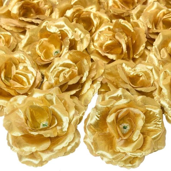 30 gyllene sidenrosblommor - bröllopsdekoration