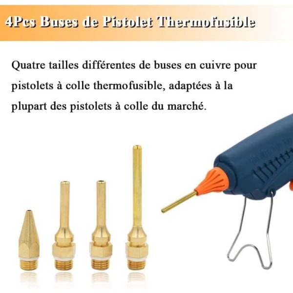 4-delad kopparlimspistolmunstyckesats, 10 mm gängdiameter utbytbara munstycken smältlimspistol ersättningstillbehör verktyg KLB