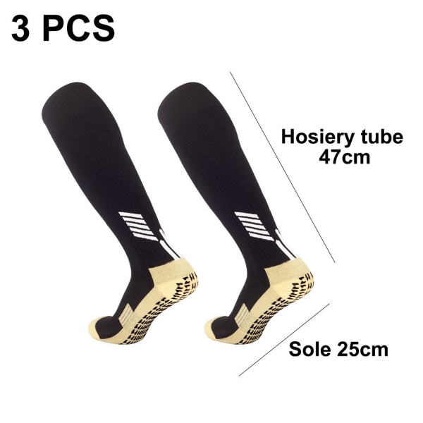 Football Soccer Socks 3 Pairs Sport Athletic Knee High Black KLB