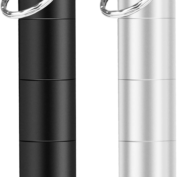 2-pack pillerburk nyckelringar, vattentäta med 3 delbara fack.