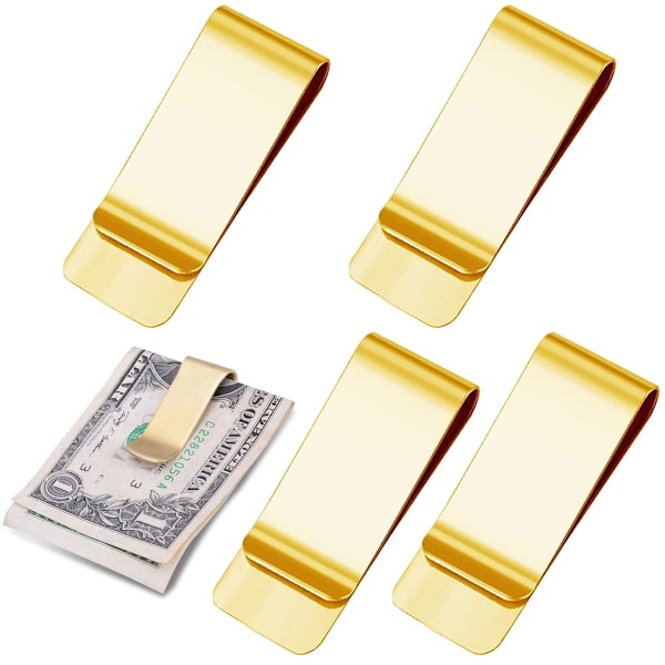 4 stk. rustfritt stål pengesklips - holder 7 KLB