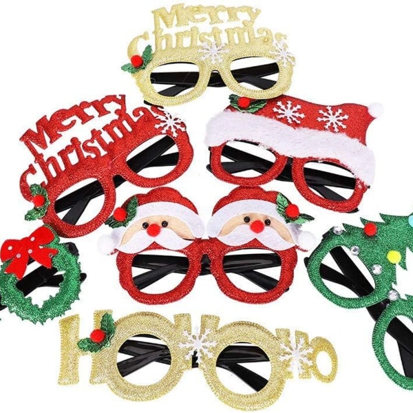 Festbriller morsomme briller, pakke med 12 glitter julebriller innfatning nyhet KLB