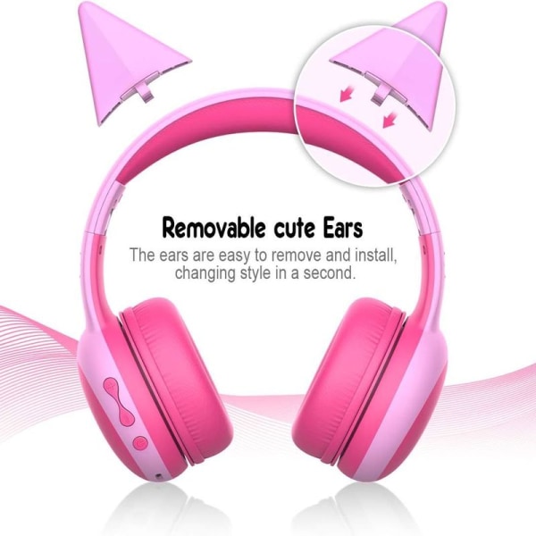 Bluetooth headset til børn med mikrofoner pink