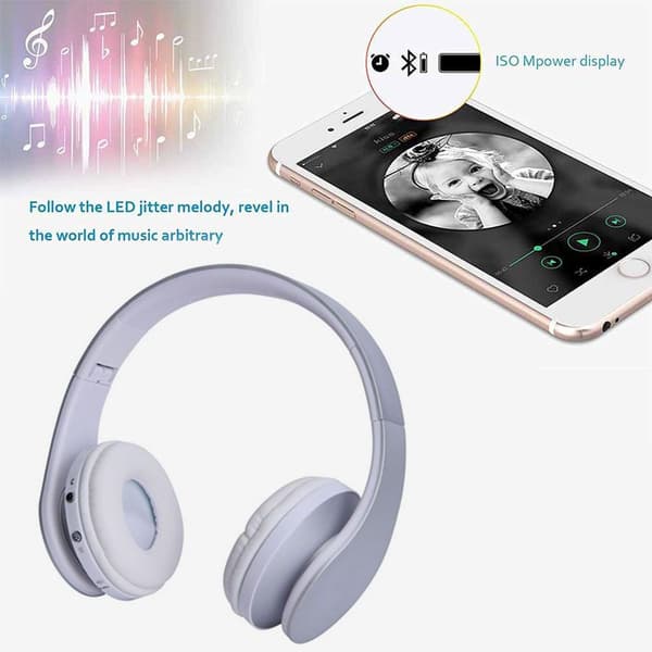 Bluetooth trådløse hovedtelefoner, over-ear headset med sølv