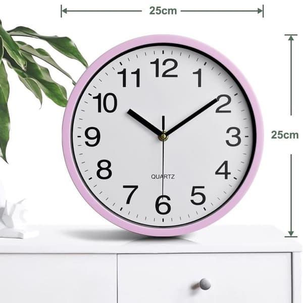 10 tums plastväggklocka Shi Ying klocka sovrum vardagsrum rosa