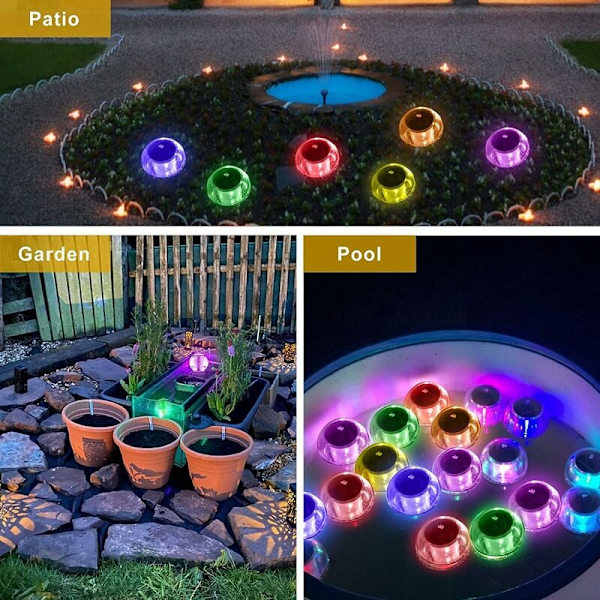 Pool Lights, Solar Pool Float Light 7 Färger Ändrar LED Vattenfunktion Belysning för Trädgård, Uteplats, Galleri eller Pool (2 PCS) KLB
