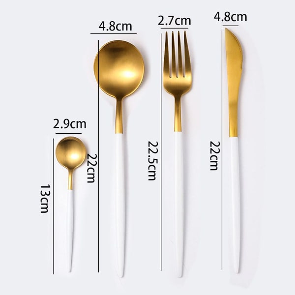 Guld Bestick Set Matt Bestick Set 304 Rostfritt Stål Flat Platina