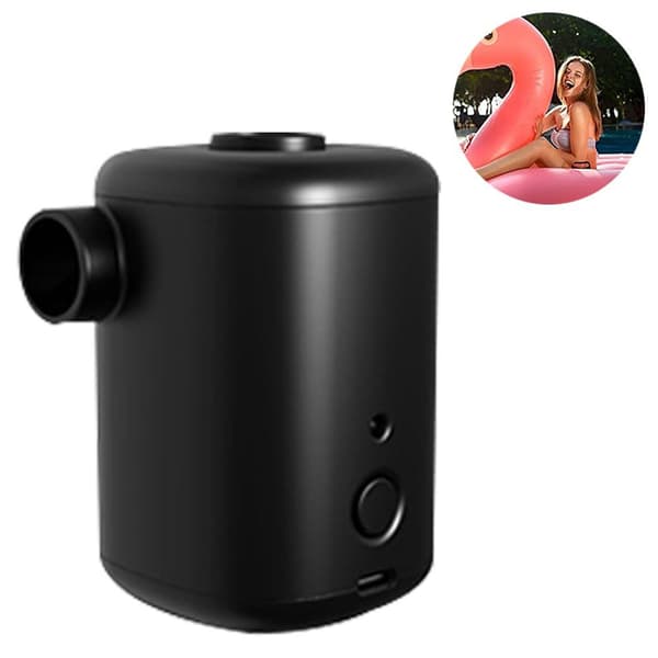 Ultra Mini Luftpumpe, Genopladelig, 4 Désen, Sort