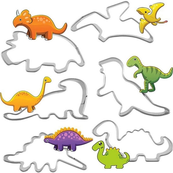 Sevenhope Pakke med 6 dinosaur-småkageudstikkere i rustfrit stål KLB