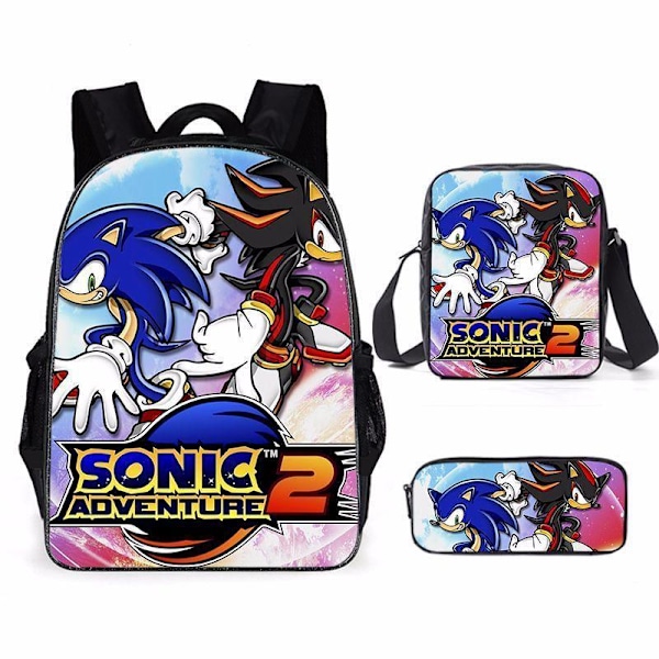 Sonic-koululaukku oppilaille Sonic-piirroskuva, alakoulu- ja yläkoululaisille, lasten reppu, reppu -D6 Sonic 09- Reppu