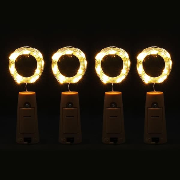 LFAMX 4 stk. LED-fe-lys, 2M 20 LED kobbertråd romantiske fe-lys, KLB