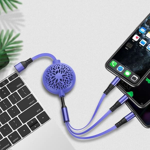 3-in-1 On The Soft Glue Go Retractable Charging Cable, Purple