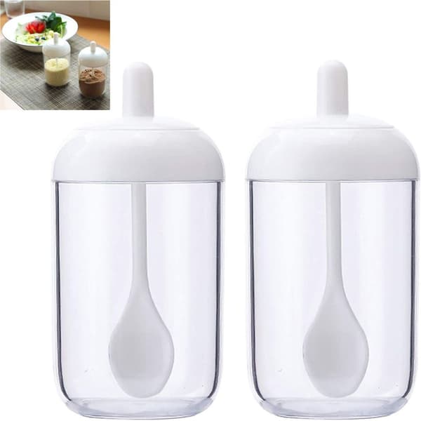 2-pack kryddburkar, vit transparent kryddställ, kryddburk med KLB