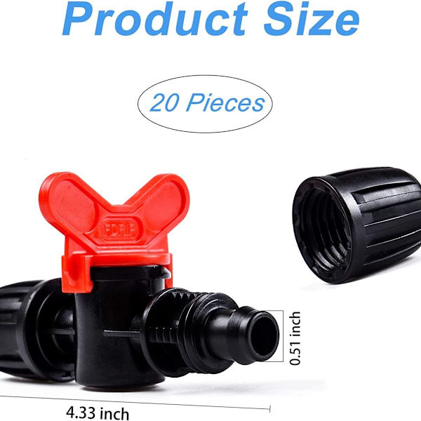 20 stk. drypvandingsslangeventil PE-vandingsslange 16 mm pigtrådsassortiment