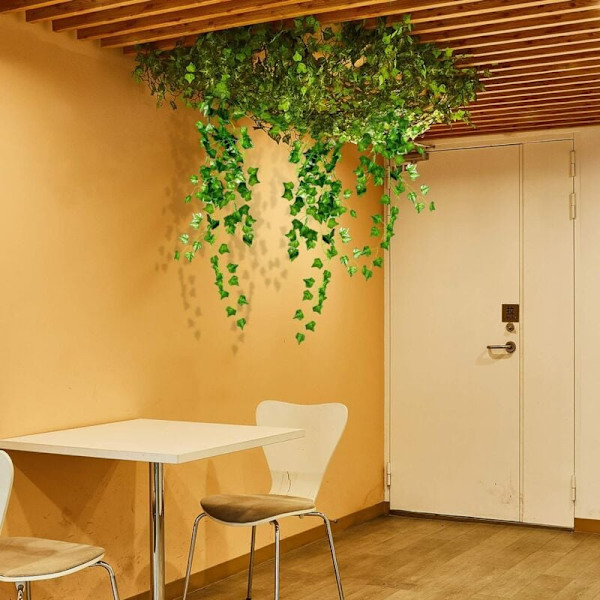 79 cm kunstig hengende plante, 79 cm falske grønne blader vin potteplante med planter, innendørs utendørs simulering plantedekorasjon KLB