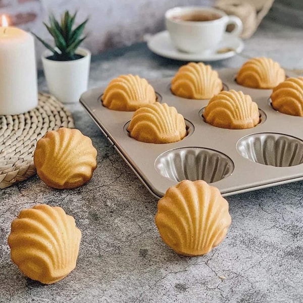 Madeleineformar för bakning 9-håls non-stick kakform för bakning Champagne Gold