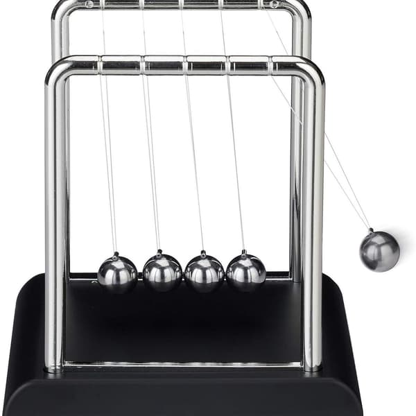 Newtons pendul, klassisk kuglestødspendul, 5 kugler, fysikdekoration til kontoret