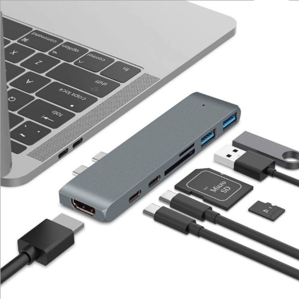 USB C -keskitinsovitin MacBook Pro M1:lle / MacBook Air M1:lle 2020 2019 2018 13 tuumaa 15 KLB