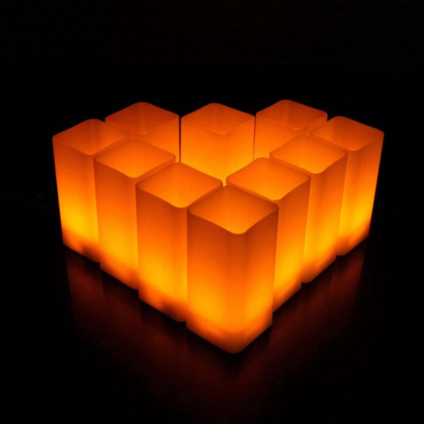 12 Fladdrande flamlösa LED-ljus - Varm vit - Jul Halloween-dekorationer (L)