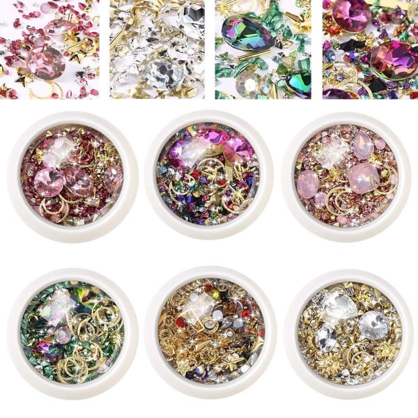 Æsker Blandet Nail Art Rhinestones Diamanter Krystaller Perler Ædelstene til 3D Nails Art KLB