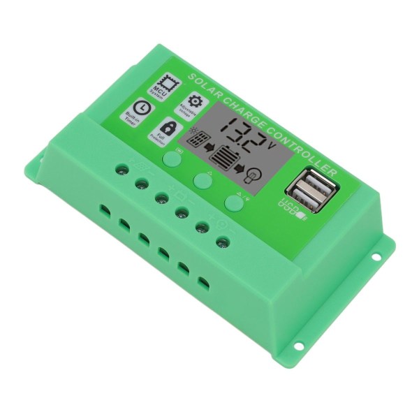 Grøn PWM solcelleladeregulator, stort LCD-display KLB