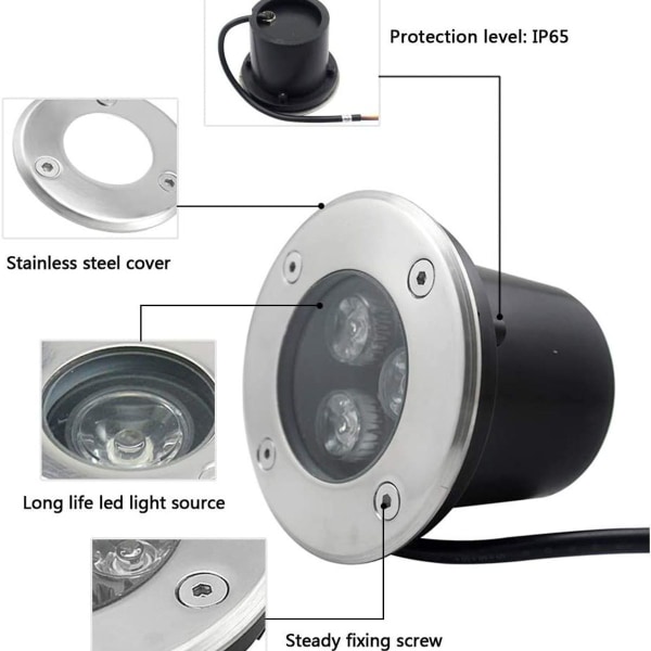 Utomhus LED Infällda Spotlights 4 PACK 3W IP65 Infällda LED Uteplats Spotlights