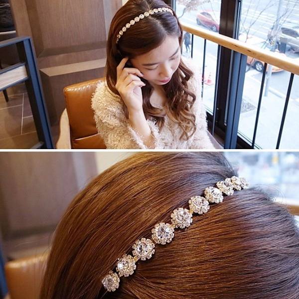 Mote Brude Rhinestone Krystall Hodebånd Pageant Prom Små Blomster KLB