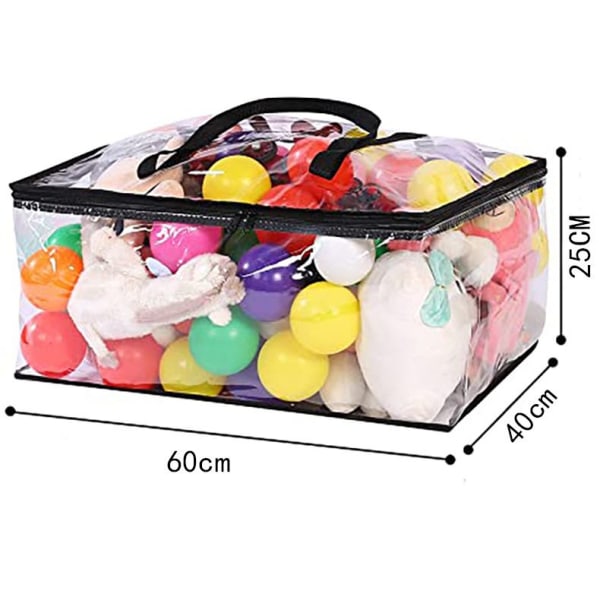 3 Clear Laundry Organizers with Reinforced Handles,55x40x25 cm,Vinyl Quilt Organizer,Clear Tote Bag with Heavy Duty Zipper.