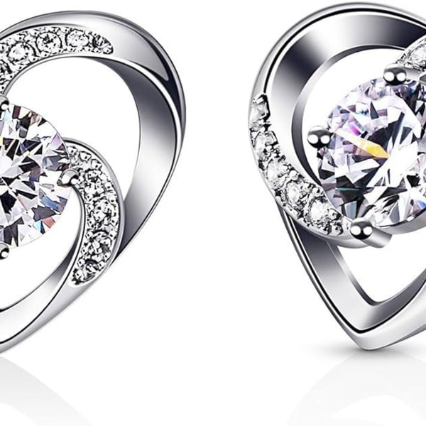 Hjerte øredobber sølv øredobber for kvinner ''Love is happiness'' smykker zirconia gave