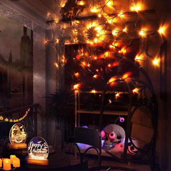 Halloween edderkoppespind lys, LED spindlys, falsk
