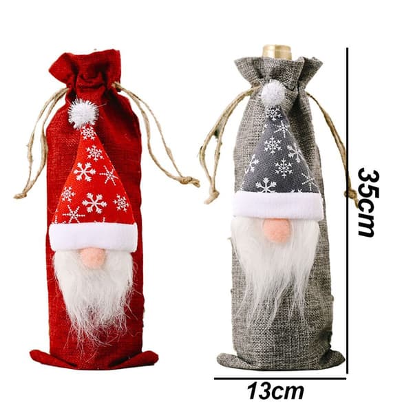 Juleflaskepose med julemotiv - 2 stk
