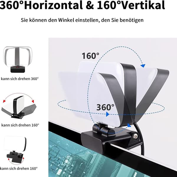 Videokonference belysnings sæt, clip-on lys til bærbar/computer med 10 KLB