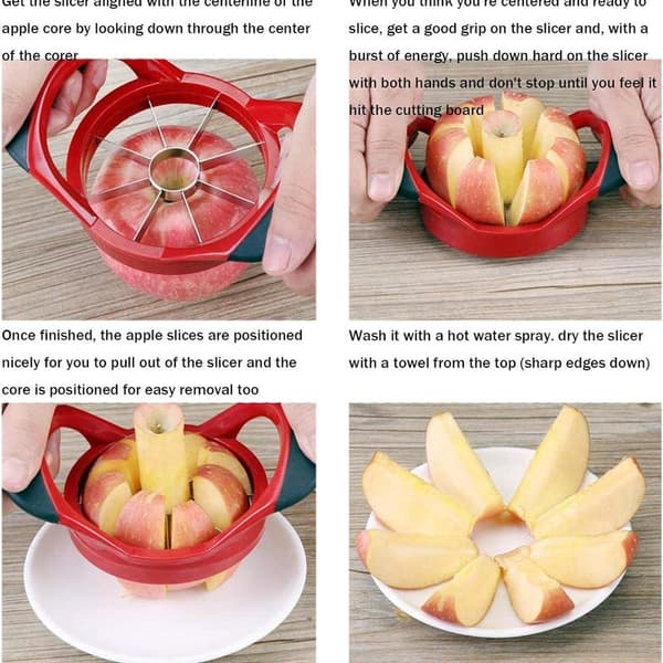 Eplekjerne, eplekutter, epledeler, eplekjerne 8 rustfritt stål blad,